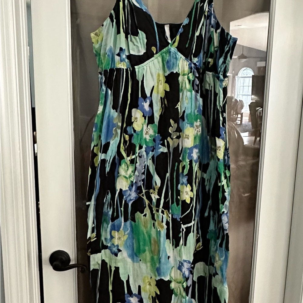 Old Navy Black and Blue Floral Maxi Dress